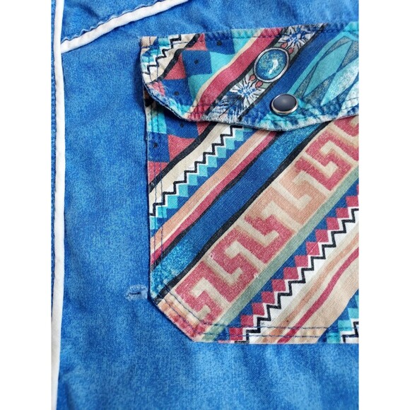 Vintage Handmade Mens Well Worn Western Pearl Snap LS Shirt W/Pockets Size XL - Picture 6 of 8